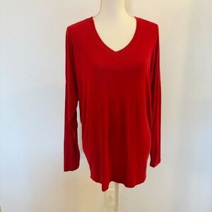 Cabi Serenity Red V-neck Long Sleeve Tee Style 3805 Size M